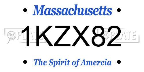 1KZX82 Massachusetts License Plate