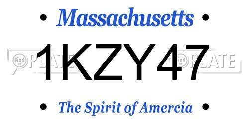 1KZY47 Massachusetts License Plate