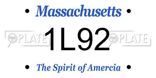 1L92 Massachusetts License Plate