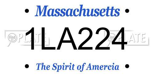 1LA224 Massachusetts License Plate