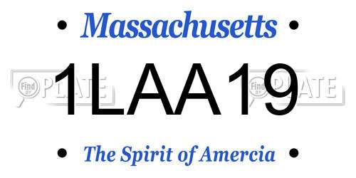 1LAA19 Massachusetts License Plate