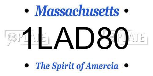 1LAD80 Massachusetts License Plate