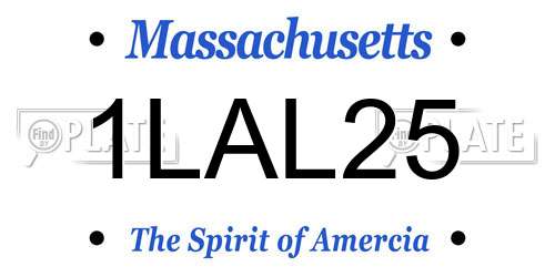 1LAL25 Massachusetts License Plate