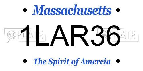 1LAR36 Massachusetts License Plate