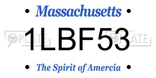 1LBF53 Massachusetts License Plate