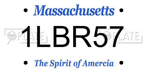 1LBR57 Massachusetts License Plate
