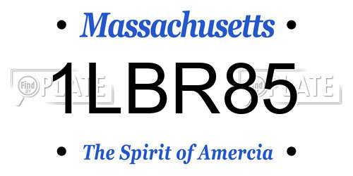 1LBR85 Massachusetts License Plate