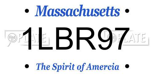 1LBR97 Massachusetts License Plate