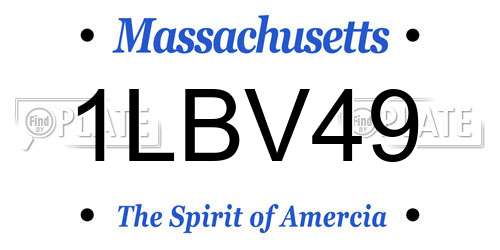 1LBV49 Massachusetts License Plate