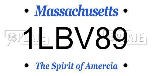 1LBV89 Massachusetts License Plate