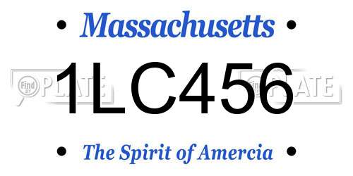 1LC456 Massachusetts License Plate