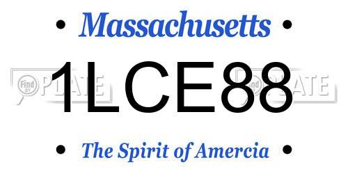1LCE88 Massachusetts License Plate