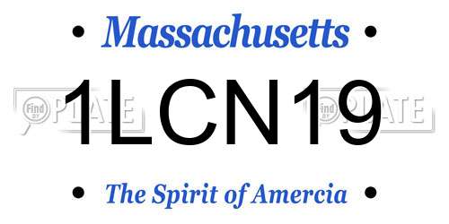 1LCN19 Massachusetts License Plate