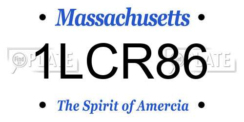 1LCR86 Massachusetts License Plate