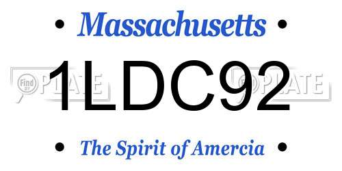 1LDC92 Massachusetts License Plate