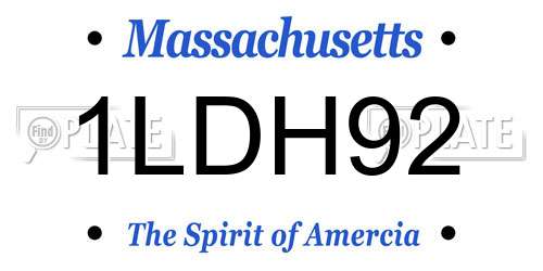 1LDH92 Massachusetts License Plate