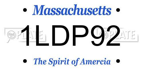 1LDP92 Massachusetts License Plate