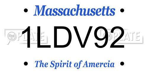 1LDV92 Massachusetts License Plate