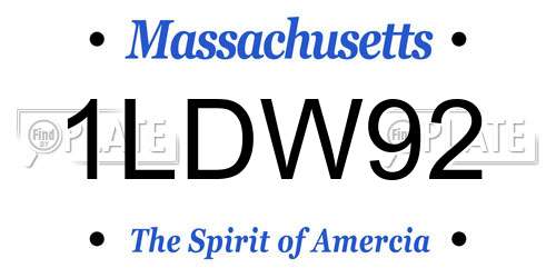 1LDW92 Massachusetts License Plate