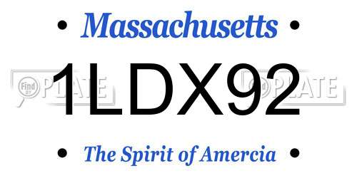 1LDX92 Massachusetts License Plate