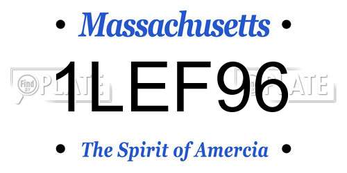 1LEF96 Massachusetts License Plate