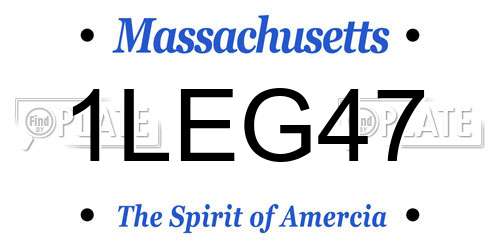 1LEG47 Massachusetts License Plate
