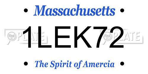 1LEK72 Massachusetts License Plate