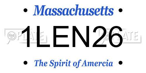 1LEN26 Massachusetts License Plate