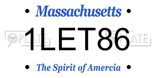 1LET86 Massachusetts License Plate