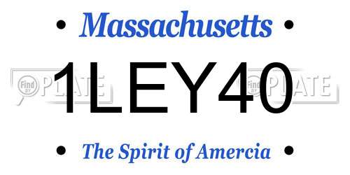 1LEY40 Massachusetts License Plate