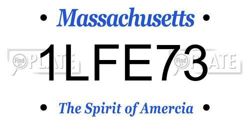 1LFE73 Massachusetts License Plate
