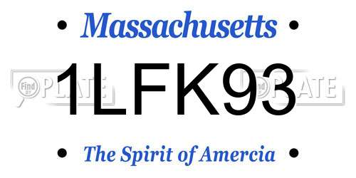 1LFK93 Massachusetts License Plate