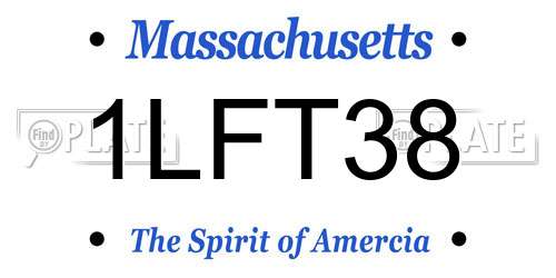 1LFT38 Massachusetts License Plate