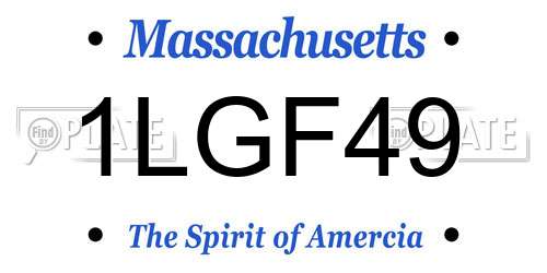 1LGF49 Massachusetts License Plate