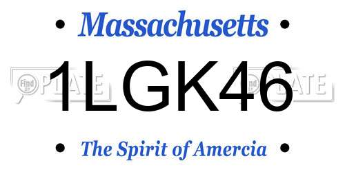 1LGK46 Massachusetts License Plate