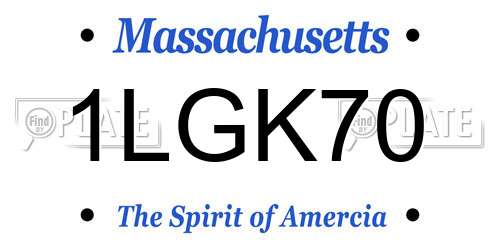 1LGK70 Massachusetts License Plate