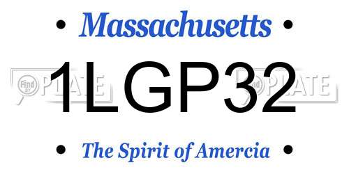 1LGP32 Massachusetts License Plate