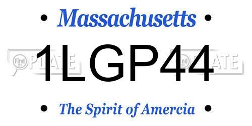 1LGP44 Massachusetts License Plate
