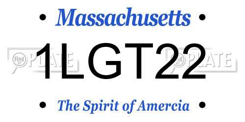 1LGT22 Massachusetts License Plate