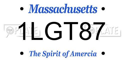 1LGT87 Massachusetts License Plate