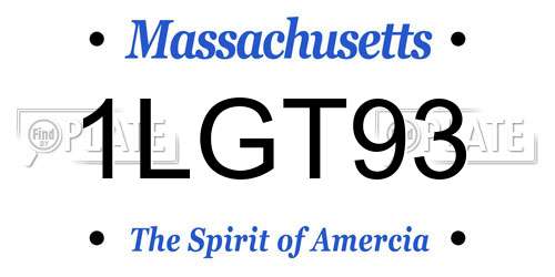 1LGT93 Massachusetts License Plate