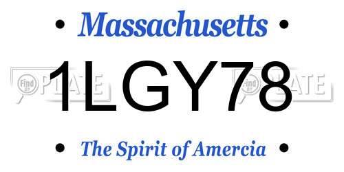 1LGY78 Massachusetts License Plate