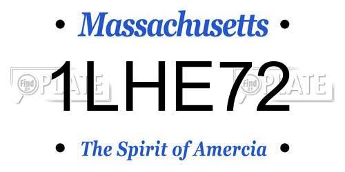 1LHE72 Massachusetts License Plate