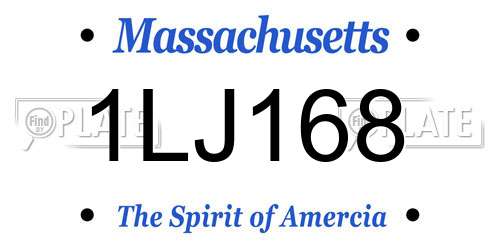 1LJ168 Massachusetts License Plate