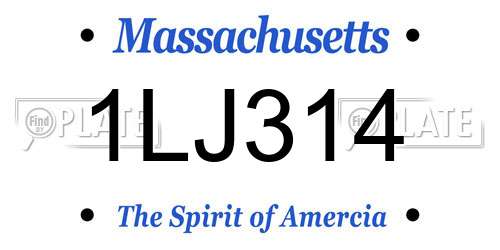 1LJ314 Massachusetts License Plate