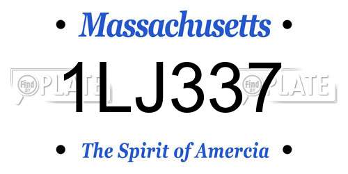 1LJ337 Massachusetts License Plate