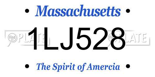 1LJ528 Massachusetts License Plate