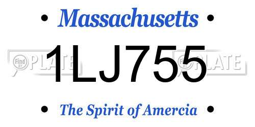 1LJ755 Massachusetts License Plate