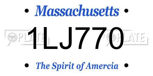 1LJ770 Massachusetts License Plate