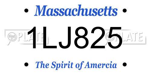 1LJ825 Massachusetts License Plate